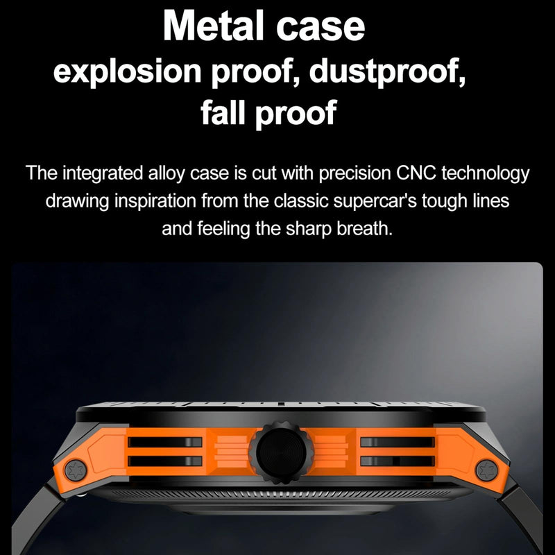 1.43 Inch Bt5.3 Ip68 Sport Smart Watch Support Bluetooth Call / Message Notification / Heart Rate / Blood Pressure Health Monitor - Orange