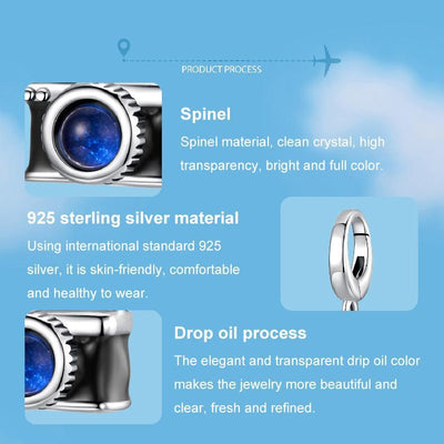 925 Sterling Silver Openable Camera Bead Bracelet