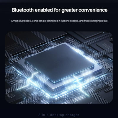 5 In 1 Magnetic Wireless Charger Stand With Clock & Speaker - Black