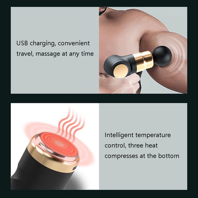 Compact Lcd Muscle Massager With Mini Fascia Gun - Black