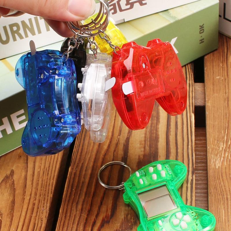 Portable Tetris Game Console Keychain - Nostalgic Puzzle Toy - White