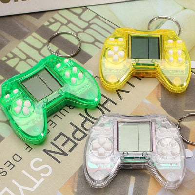 Portable Tetris Game Console Keychain - Nostalgic Puzzle Toy - White