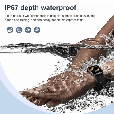 1.85 Inch Ip67 Waterproof Sports Health Monitoring Bluetooth Call Smart Watch - Black
