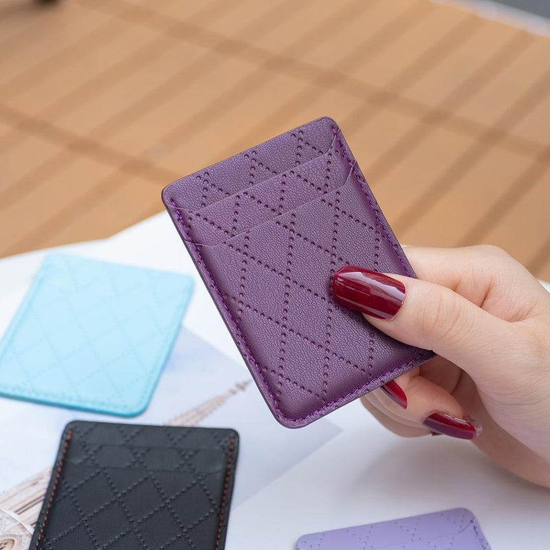 Diamond Lattice Card Bag Sticker For Mobile Phones - Dark Purple