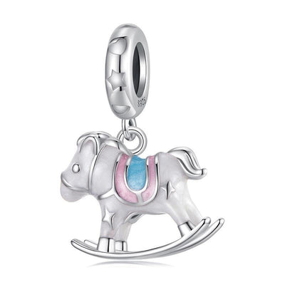 925 Sterling Silver Platinum Plated Trojan Horse Pendant