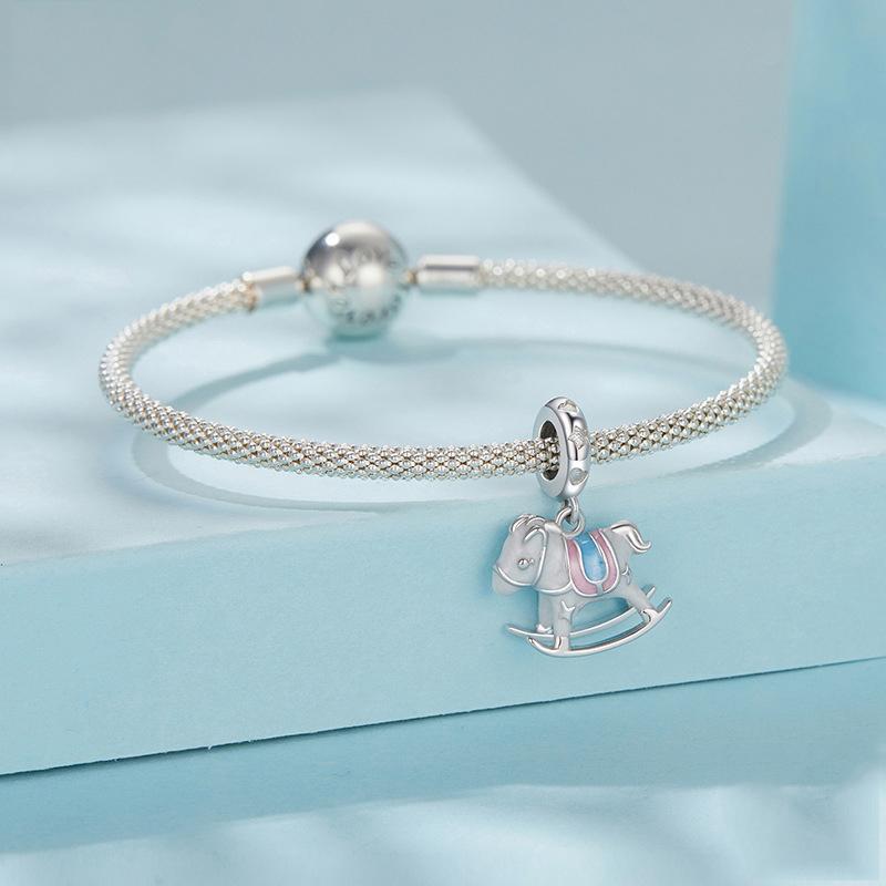 925 Sterling Silver Platinum Plated Trojan Horse Pendant