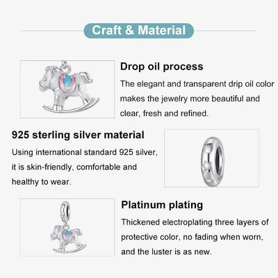 925 Sterling Silver Platinum Plated Trojan Horse Pendant