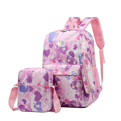 3 Piece Sweet Casual Backpack Set For Students - Purple