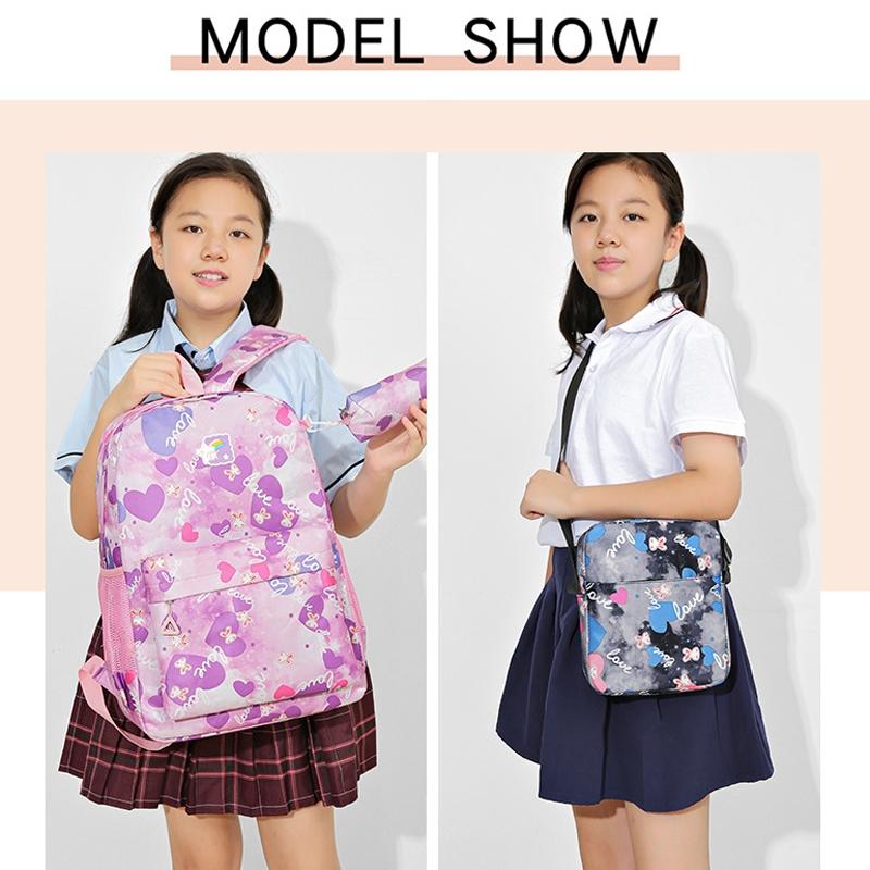 3 Piece Sweet Casual Backpack Set For Students - Purple