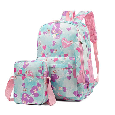3 Piece Sweet Casual Backpack Set For Students - Purple