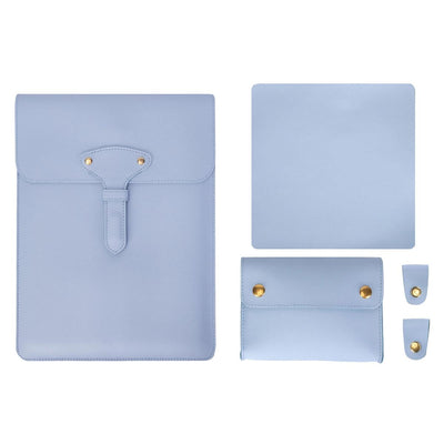 3-in-1 Waterproof Leather Laptop Liner Bag - 13 Inches - Light Grey