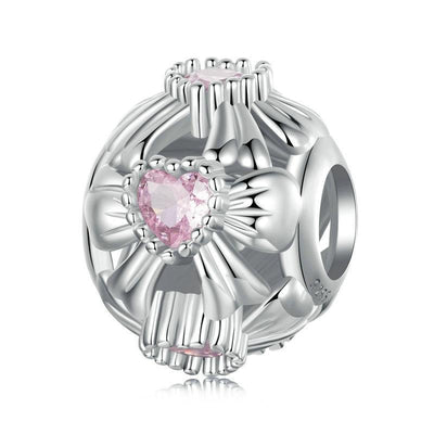 925 Sterling Silver Platinum Plated Sweet Bow Diy Beads