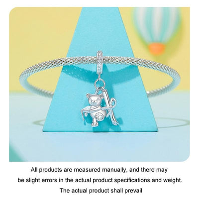 925 Sterling Silver Platinum Plated Bear Bracelet