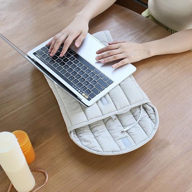 Lightweight Cotton Embroidery Inner Bag for Protection - Yellow Green - 9.7-11 Inch