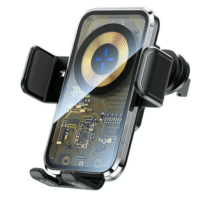 15W Fast Car Vent Wireless Charger With Intelligent Induction - Tarnish