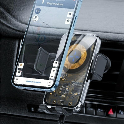 15W Fast Car Vent Wireless Charger With Intelligent Induction - Tarnish