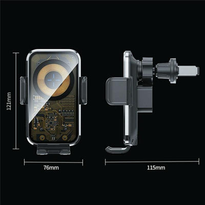 15W Fast Car Vent Wireless Charger With Intelligent Induction - Tarnish