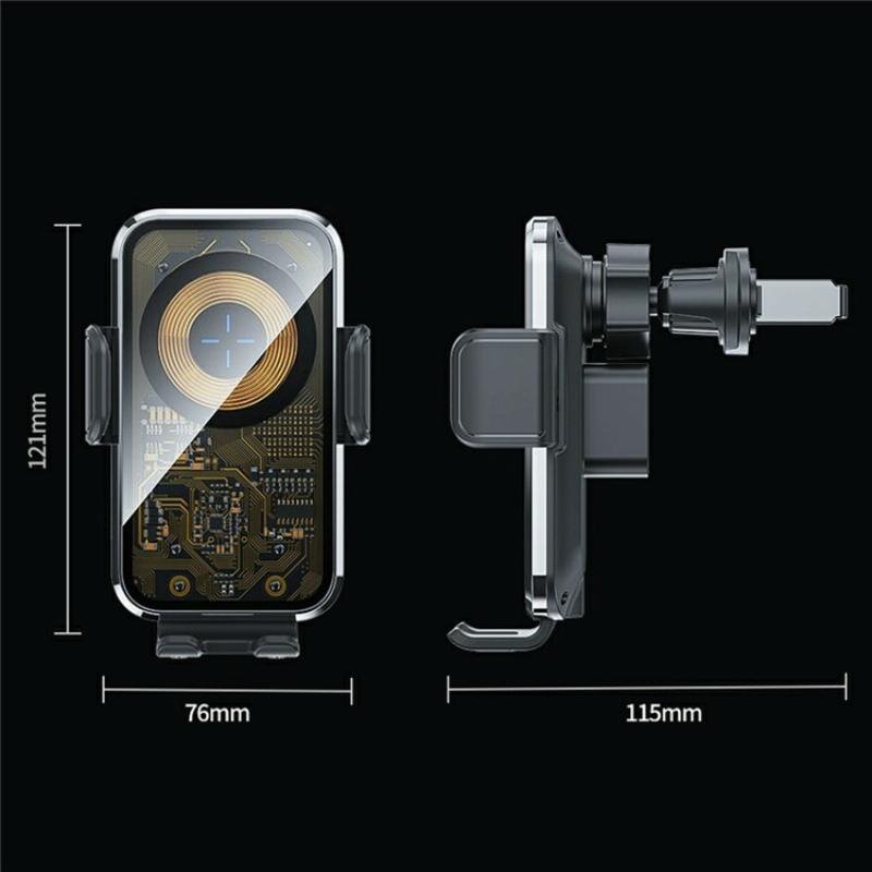 15W Fast Car Vent Wireless Charger With Intelligent Induction - Tarnish