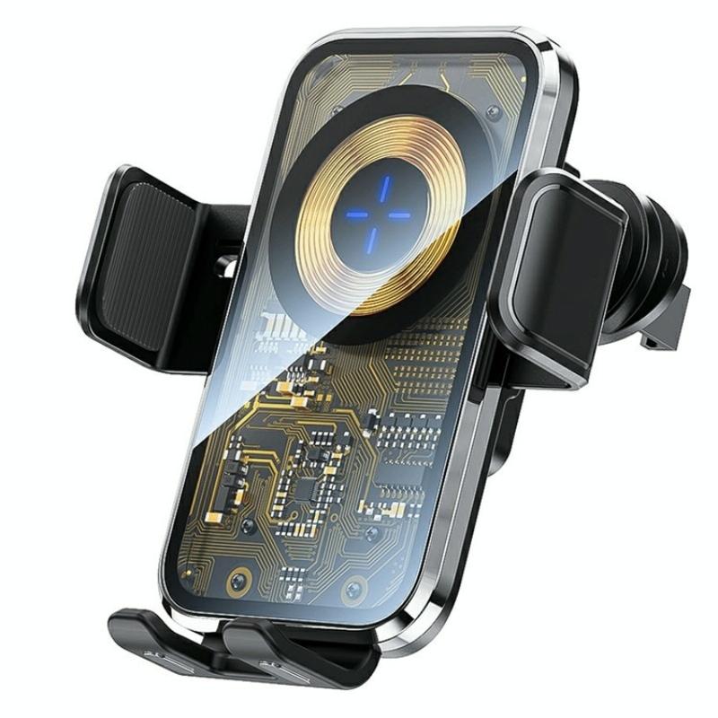 15W Fast Car Vent Wireless Charger With Intelligent Induction - Tarnish
