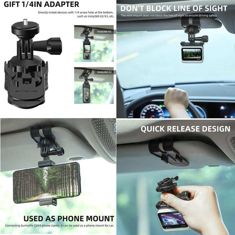360 Degree Rotating Sun Visor Camera Mount For Vlogging