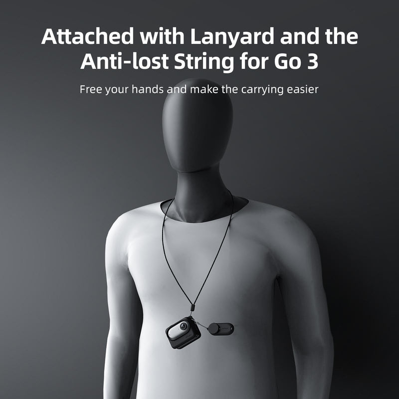 Amagisn Silicone Body Cover for Insta360 Go 3 with Lanyard - Black