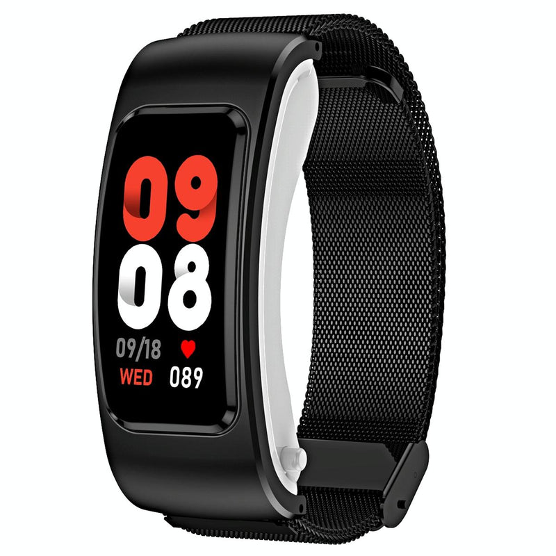 1.08 Inch Steel Band Earphone Detachable Life Waterproof Smart Watch Support Bluetooth Call - Black