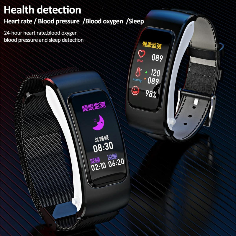 1.08 Inch Steel Band Earphone Detachable Life Waterproof Smart Watch Support Bluetooth Call - Black