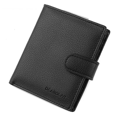 Men Vertical Coin Purse With Buckle And Zipper Card Holder And Driver License Protector - Black