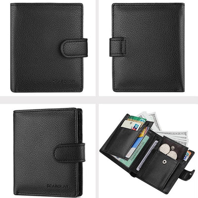 Men Vertical Coin Purse With Buckle And Zipper Card Holder And Driver License Protector - Black