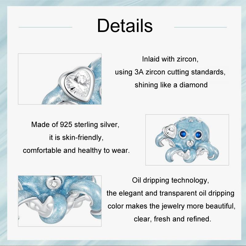 925 Sterling Silver Ocean Octopus Diy Beads