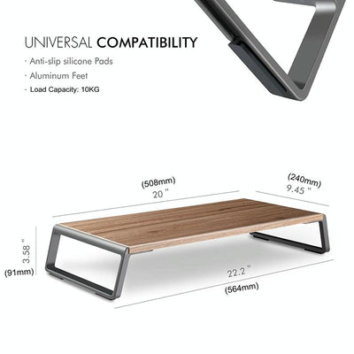 Metal Feet Monitor Stand for Imac Macbook Lcd Printer - Dark Wood Grain