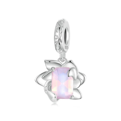 925 Sterling Silver Platinum Plated 3D Lotus Pendant