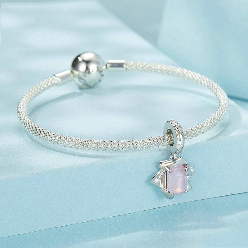 925 Sterling Silver Platinum Plated 3D Lotus Pendant