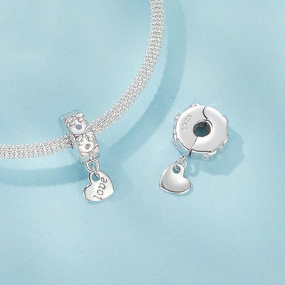 925 Sterling Silver Platinum Plated Bow Heart Bracelet With Beads