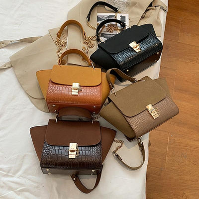 Versatile Vintage Wing Crossbody Bag with Frosted Finish and Chain - Khaki