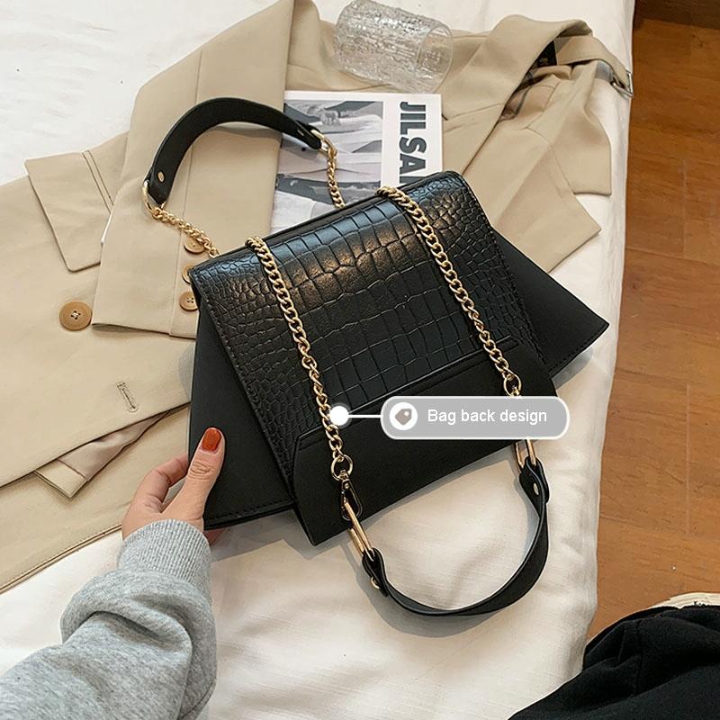 Versatile Vintage Wing Crossbody Bag with Frosted Finish and Chain - Khaki