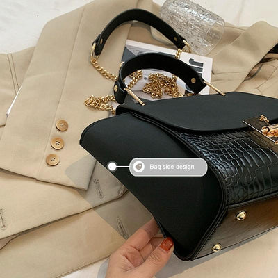 Versatile Vintage Wing Crossbody Bag with Frosted Finish and Chain - Khaki