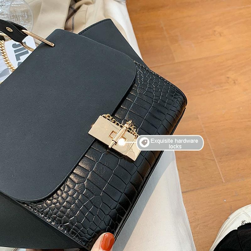 Versatile Vintage Wing Crossbody Bag with Frosted Finish and Chain - Khaki