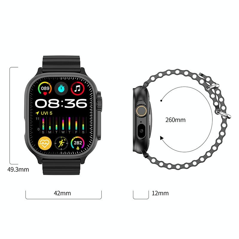 2.01 Inch Bluetooth Call Smart Watch Support Heart Rate / Blood Oxygen - Black