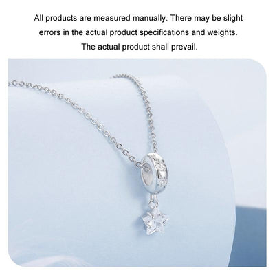 925 Sterling Silver Platinum Plated Starlight Five Pointed Star Diy Beads