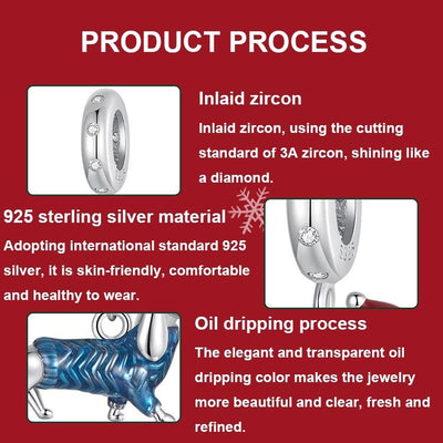 925 Sterling Silver Dachshund Pendant Animal Beads