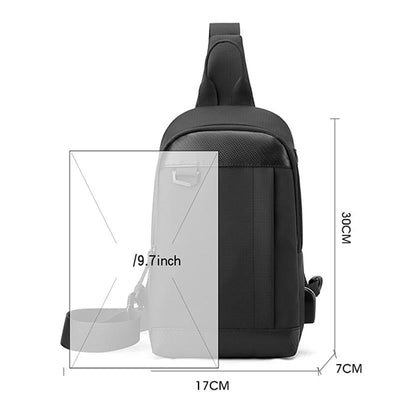 Waterproof Men Chest Bag Multifunctional Shoulder Crossbody For Riding And Casual Use - Black