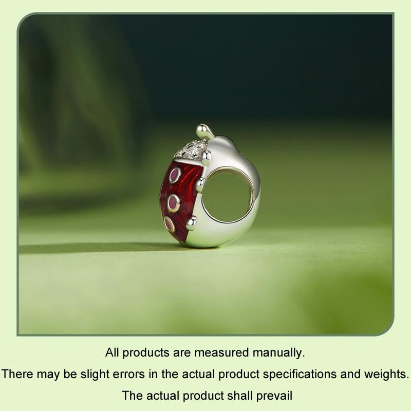 925 Sterling Silver Zircon Luminous Ladybug Beads