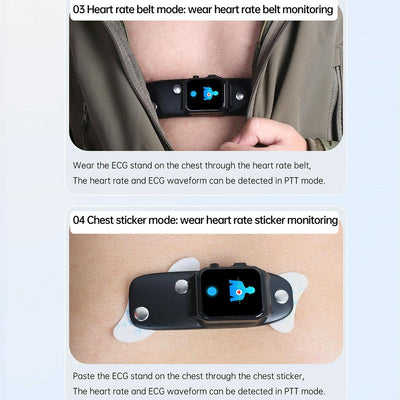 1.91 Inch Waterproof Ecg Smart Watch With Silicone Band Ip68 - Black