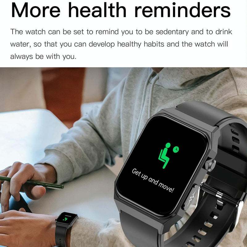 1.91 Inch Waterproof Ecg Smart Watch With Silicone Band Ip68 - Black