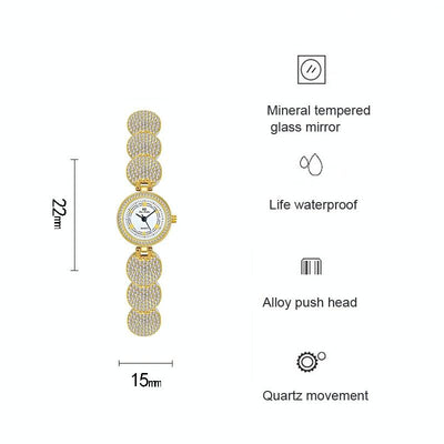 Diamond-inlaid Women Chain Watch - Elegant Accessory - Gold