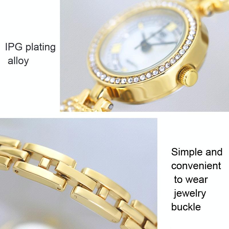 Diamond-inlaid Women Chain Watch - Elegant Accessory - Gold