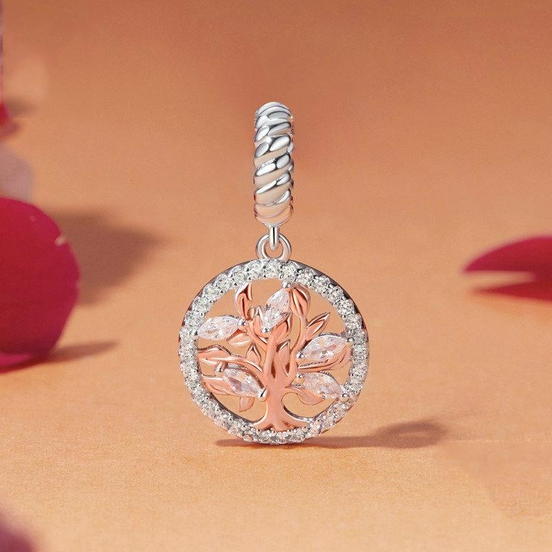925 Sterling Silver Rose Gold Tree Of Life Pendant