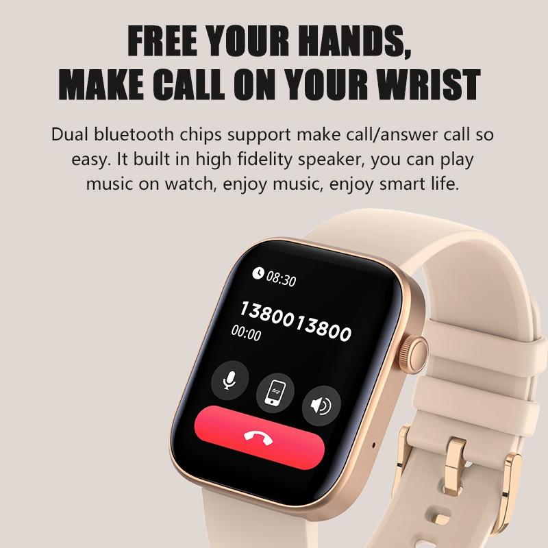 1.8 Inch Tft Screen Bluetooth Smart Watch Support Heart Rate Monitoring & 100+ Sports Modes - Black