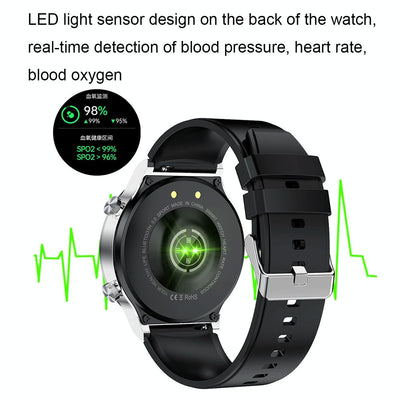 1.32 Inch Heart Rate Sleep Monitoring Smart Watch - Black Silicone